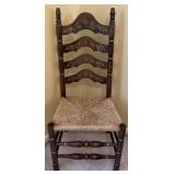 Antique Ladder back chair w/ rush seat, 45" H.