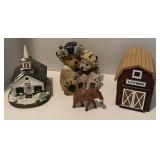 Lot of items including a bear bank, two music