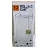 Rolling cart, 10 drawer, 38" H drawer size 14" W