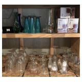 Lot of assorted glasses, salt & pepper shakers,