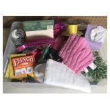 Tote of assorted ribbons and other items