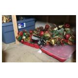 Lot of Christmas decorations including wreaths,