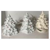 3 light up ceramic Christmas trees 6.75" and 7"