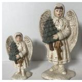 Angel carrying a Christmas tree figurines 8" and