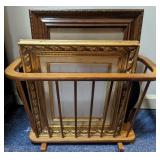 Lot of Frames in Wood Holder, various sizes,