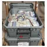 Two totes of Patriot Pantry food pouches in