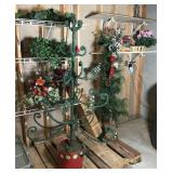 Assorted faux plant decorations including