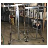 2 adjustable hanging racks on wheels