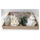 Flat w/ Ceramic Music Box Figurines, Mix Clear