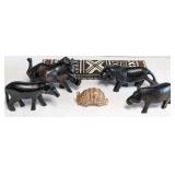 Flat w/ Carved Wood Animals, Handmade & Painted
