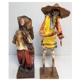 Vtg Mexican Folk Art Sculptures of Old Couple,