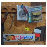 Lot w/ turbo scrub light Nascar sign and more