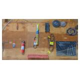 Contents of wall w/ fire extinguisher wrenches