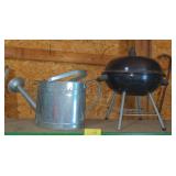 Lot w/Small Charcoal Grill & Galv Watering Can