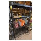 Plastic shelving unit, contents not