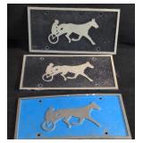 Trio of horse jockey license plates  *times the