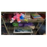 Contents of bottom half of shelving unit --