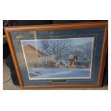 Large Framed Snow Scene Print w/Proverbs Quote
