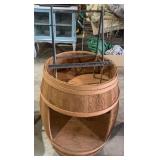 Wine Barrel planter w/ iron easel, 31" H