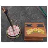 Wooden painted box and paper towel holder