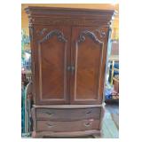 84" x 50" Ornate Wood Entertainment Center.  Two