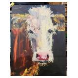 Lg decorative canvas print of cow