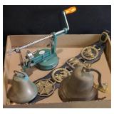 Lot containing harness bell and decoration,