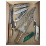 Flat of knives, including box cutters, pocket