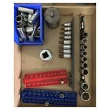 Flat of sockets and holders, including, 1 7/16",