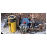 Lot w/50 ton hydraulic cylinder, Cat Pumps