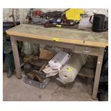 Metal Workshop Table w/ Wood Top. Measures 60in