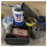 Lot w/ Various 5gal Buckets, Various Hand Tools,