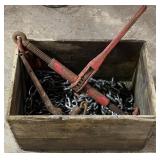Vtg Wood Crate w/ Chain and Chain Binders