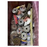 Tote w/ 36in Alum. Pipe Wrench and Various Rolls