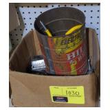 Box of various hinges and screw in hangers