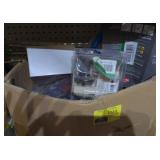 Box of door handles and locks w/ kwikset door knob