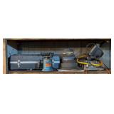 Contents of shelf. Turner Gasoline Blow Torch &