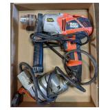 Flat of drills including Black & Decker 7 amps