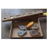 Flat of levels and reel in chalk lines