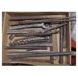Flat of iron chisels drill bits and more