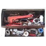 Metal Tool Box w/Plumbing Tools & Supplies