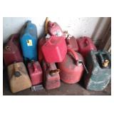 Lot of 12 Various Gas Cans