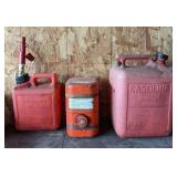 3 gasoline cans: 1 Gal Midwest Gas Company,