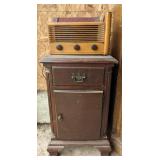 Wooden end table 14x16x27.5" and part of a