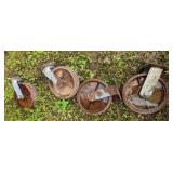 Set of castor wheels.