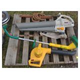 Pallet of various landscaping equipment