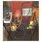 Black metal rack with shop lights 23"w 13"d 30"h