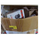 Box of door knobs and locks w/ smart code 911