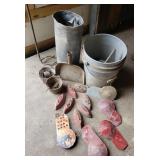 Lot of Lead pieces,, accessories , smelting pots