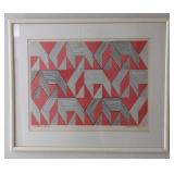 (R) Framed abstract geometric and line print